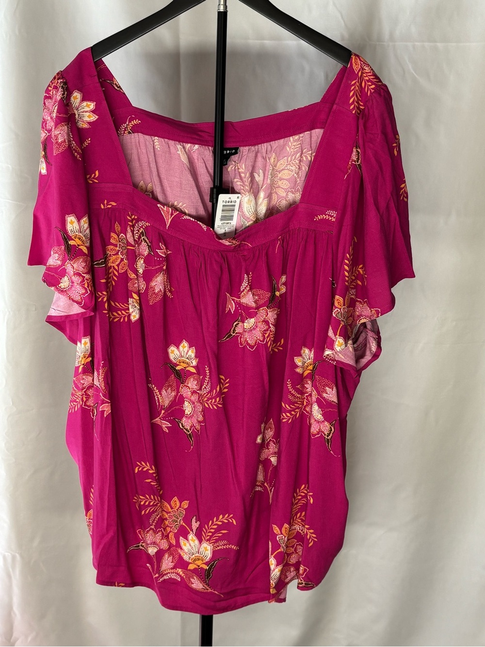 Torrid Floral Off-Shoulder Blouse w/Floral Accents Plus Size Short Sleeve